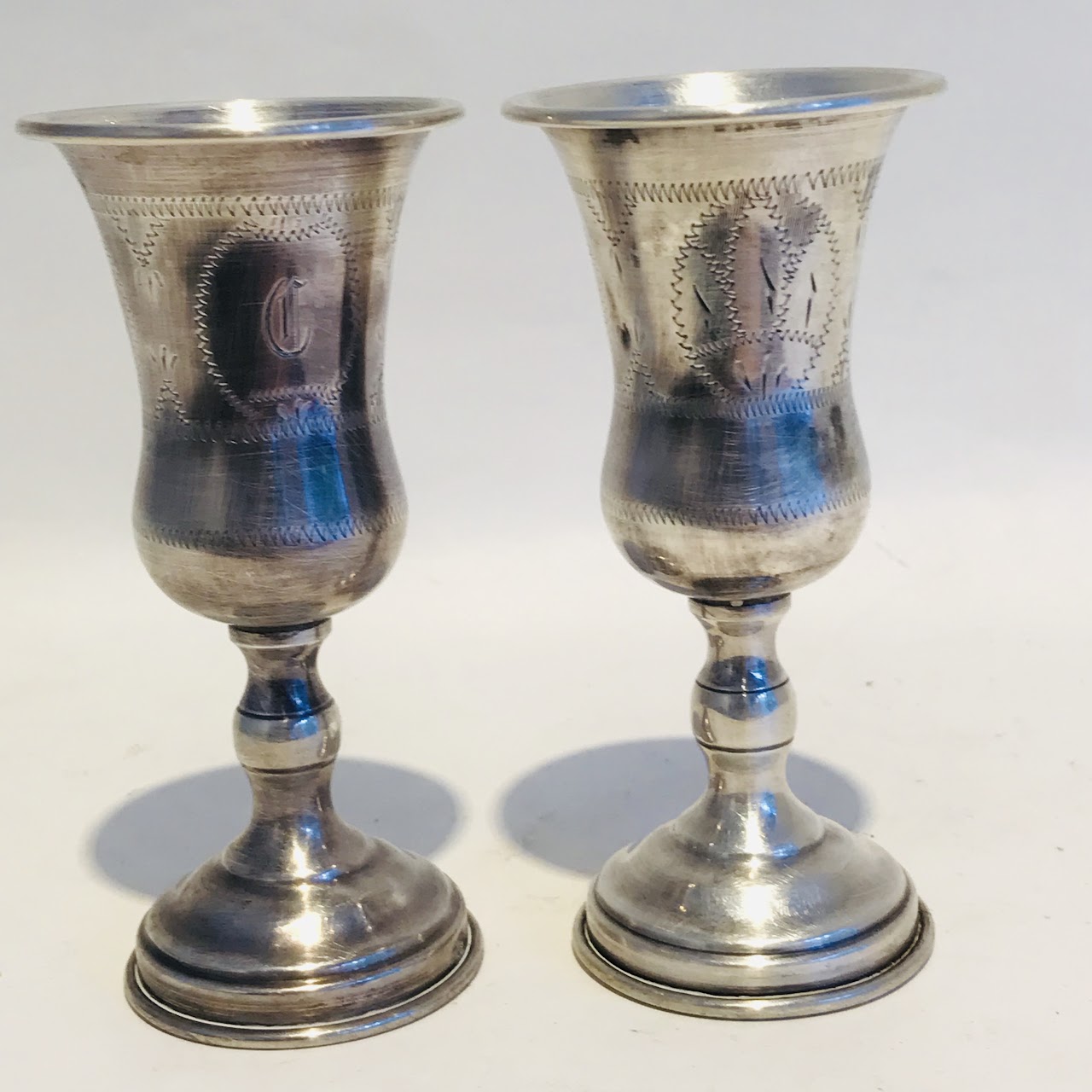 Sterling Silver Kiddush Cup Pair