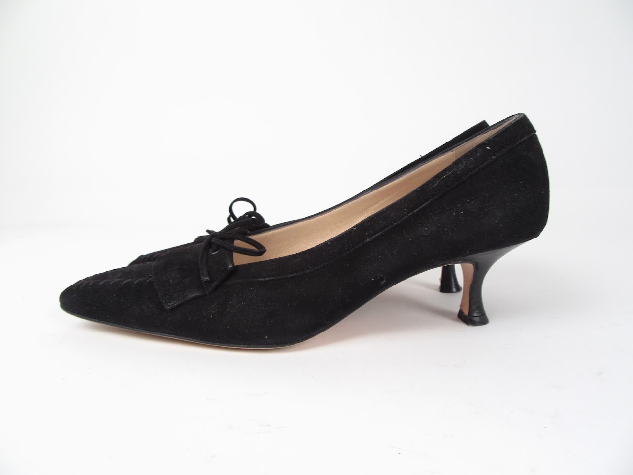 Manolo Blahnik Black Suede Kitten Heels