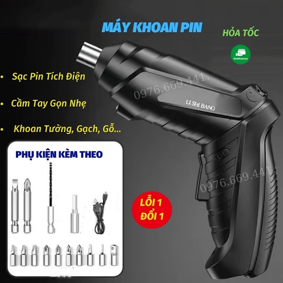 Máy Khoan Cầm Tay Máy Khoan Pin Bắt Vít Đa Năng Dùng Pin Đèn Rọi Ray Asaki