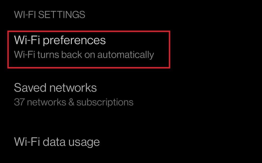 Toque Preferencias de WiFi en la categoría Configuración de WiFi.  Cómo conectarse a la red WiFi usando WPS en Android