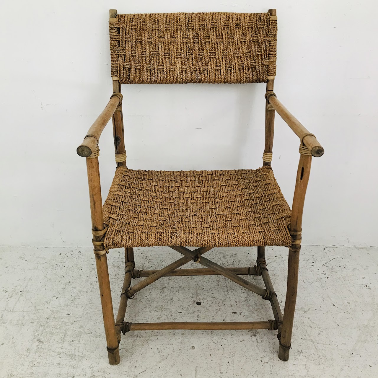 Rustic Wood and Jute Armchair