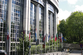 Flags outside the European Parliament