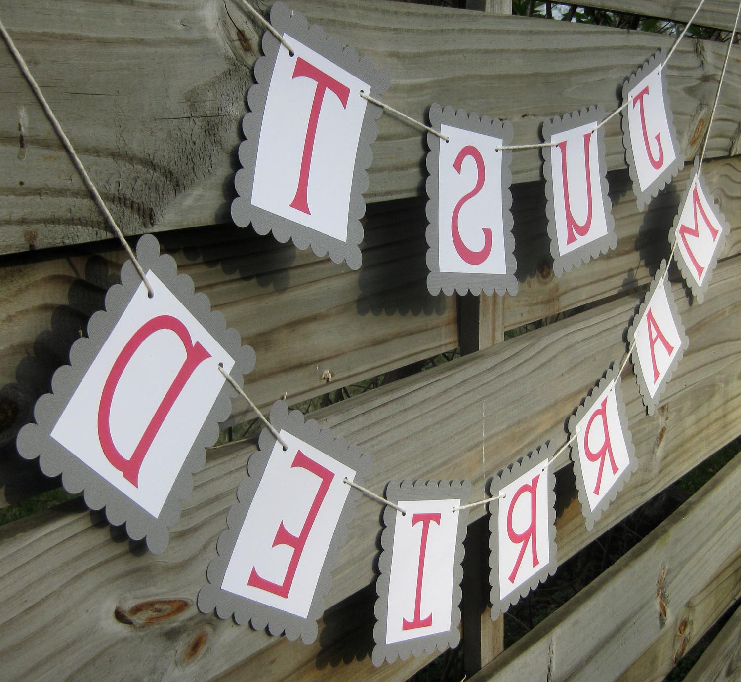 Just Married Banner - Grey and Bright Pink. From craftyearth