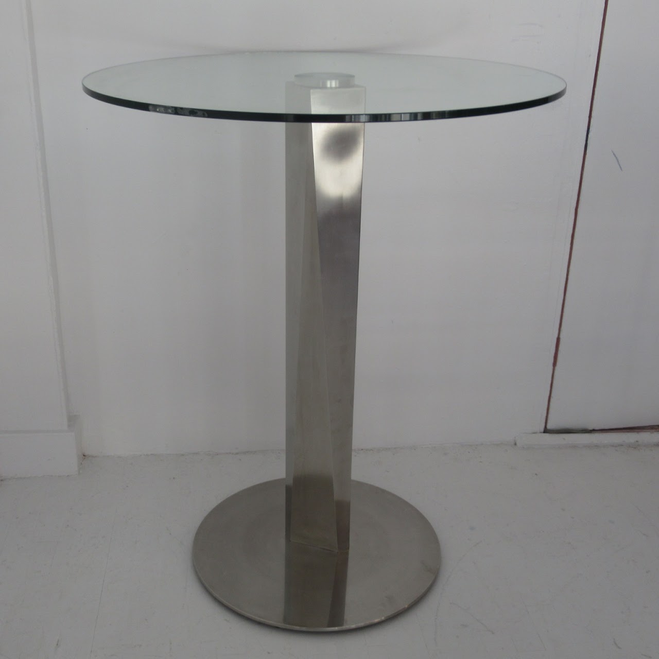 Modern Chrome & Glass High Top Table