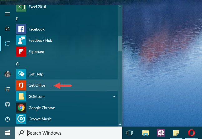 Obtenez Office, l'application, Windows 10