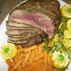 Thumbnail For Citrus Marinated Leg Of Lamb, After The Lamb Had Rested, I Carved It And Adorned The Platter With Garnishes Of Lemons And Green Cherries To Match The Green Mint Jelly That I Used.
