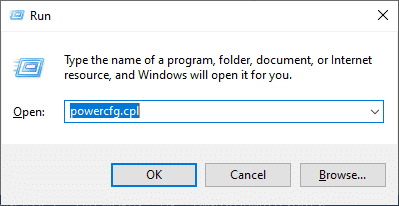 Нажмите клавишу Windows и R вместе и введите powercfg.cpl, затем нажмите Enter.