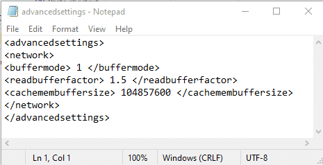 ป้อนรหัสต่อไปนี้ในเอกสารข้อความ  วิธีเพิ่มความเร็วของ Kodi