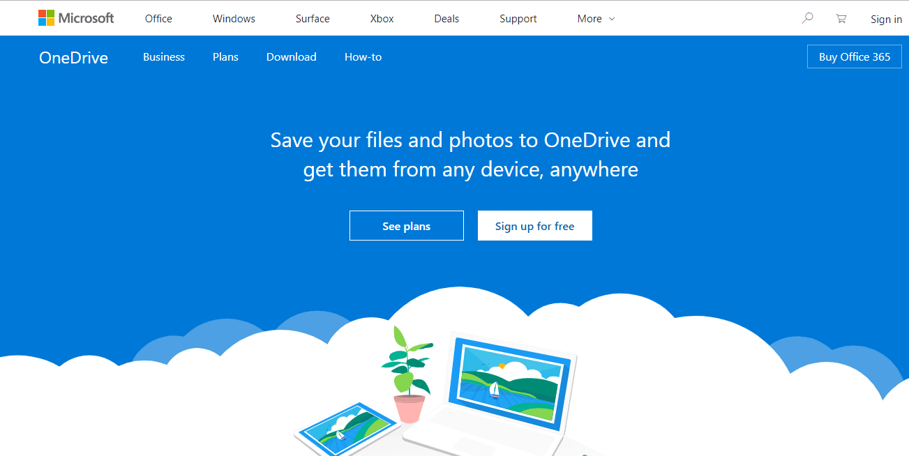 Посетите OneDrive.com с помощью веб-браузера