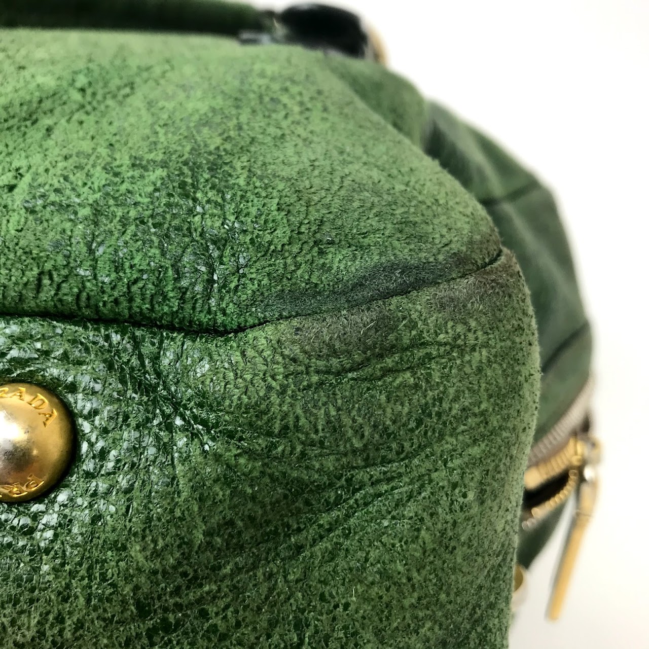 Prada Green Leather Shoulder Bag