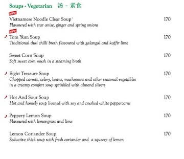 Mainland China menu 