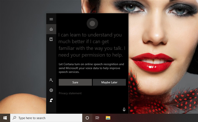 Cortana utilisant l'anglais sur un PC Windows 10