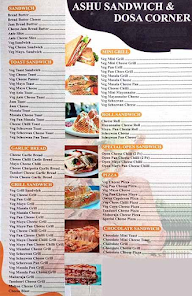 Ashu Sandwich & Dosa Corner menu 1