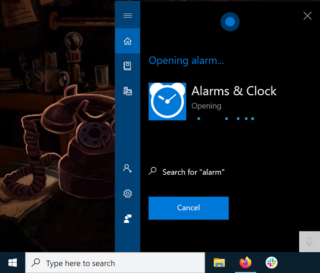 Gebruik Cortana om de app te openen