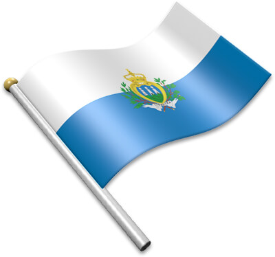 The Sammarinese flag on a flagpole clipart image
