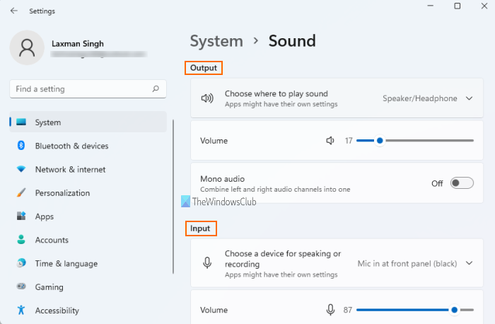 configurar el dispositivo de sonido de entrada y salida