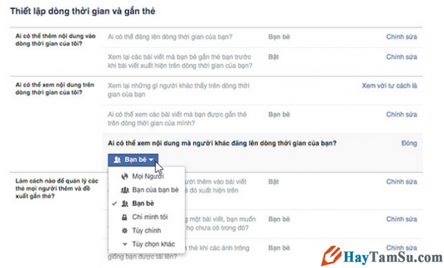 chỉ cho bạn bè xem tường của bạn trên Facebook