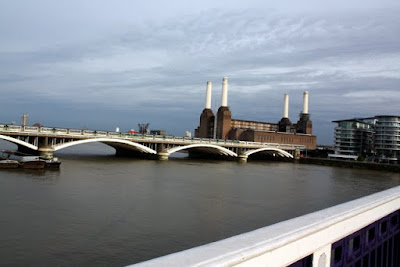 Battersea Power Station as seen from Chelsea Bridge in London England