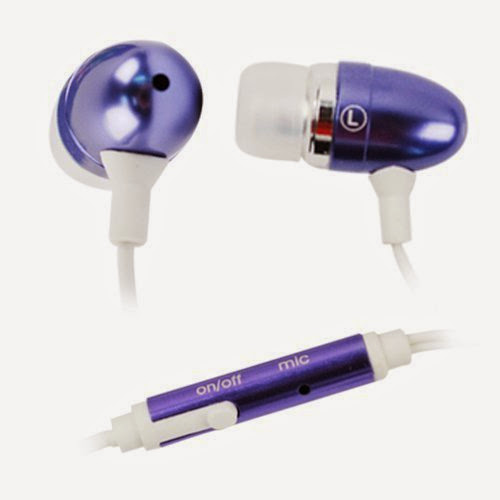  BIRUGEAR Purple 3.5mm Metal Stereo Headset Handsfree Soft Gel Earbud with Microphone for Google Nexus 4, Nexus 10