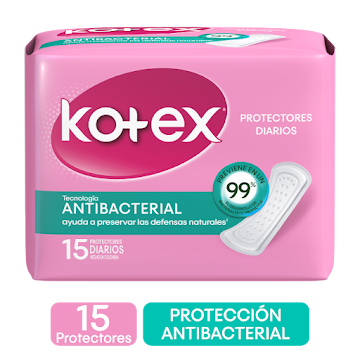 Protectores Diarios Kotex Antibacterial x 15 und  