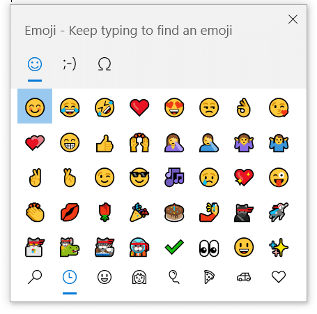 Scorciatoia da tastiera per Emoji su Windows 10