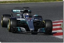 Valtteri Bottas con la Mercedes nei test di Barcellona 2017