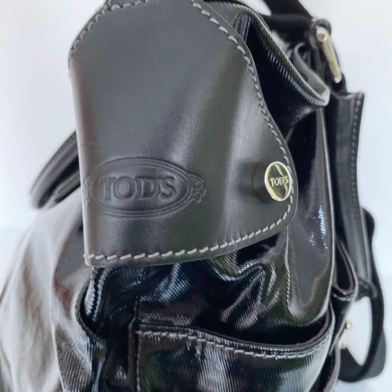 Tod's Black Coated Canvas Shoulder Bag