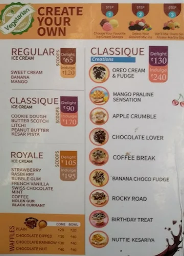 The Cream & Fudge menu 