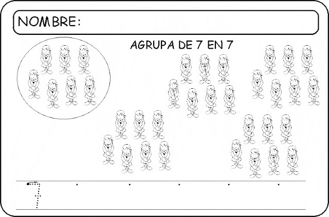 Resultado de imagen de fichas de agrupar de 7 en 7 para niños