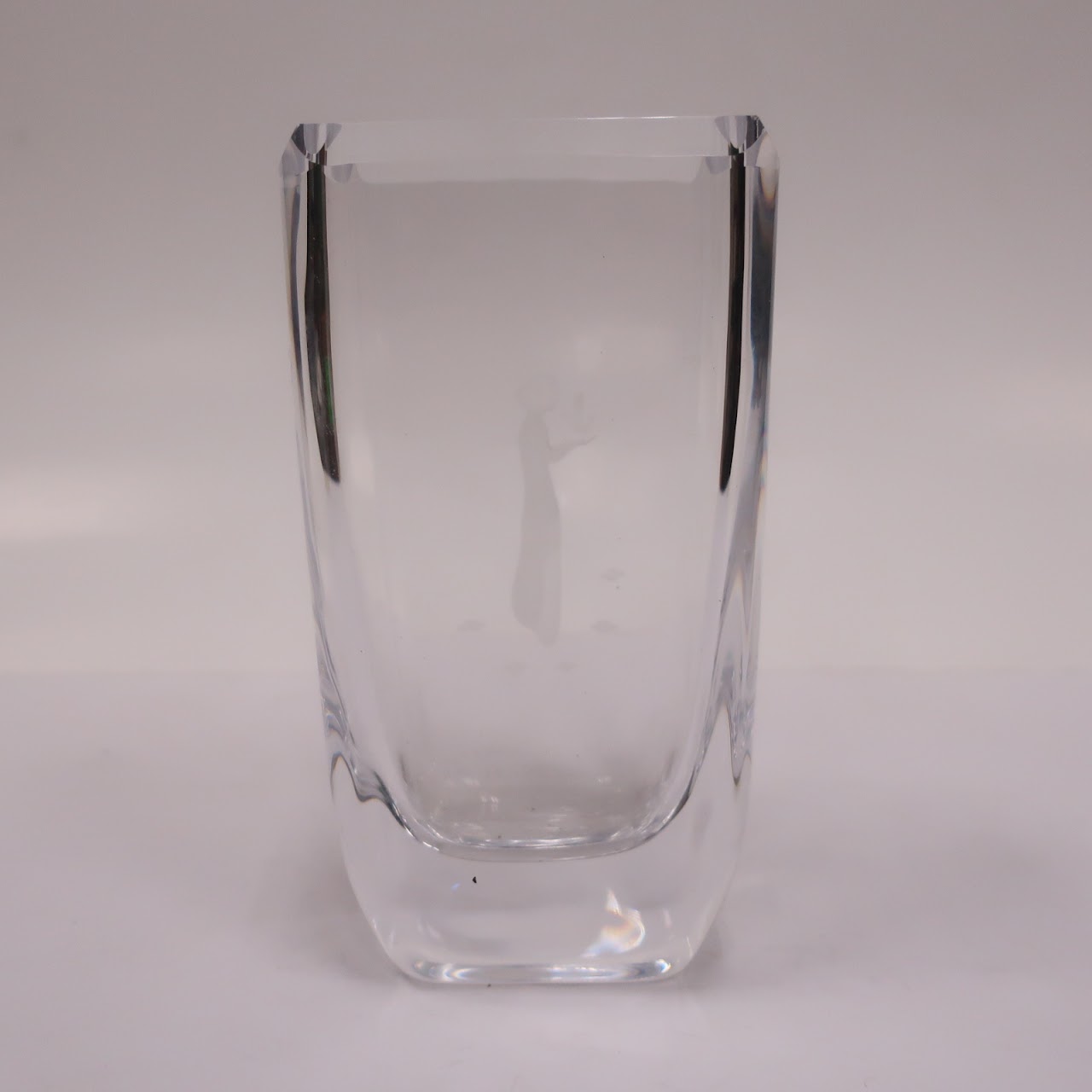 Signed Etched Crystal Vase