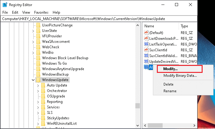 Faites un clic droit sur le registre créé et sélectionnez l'option Modifier.  Comment réparer l'outil de création de média Windows qui ne fonctionne pas