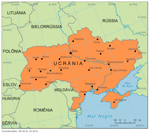 Blog de Geografia: Mapa da Ucrânia