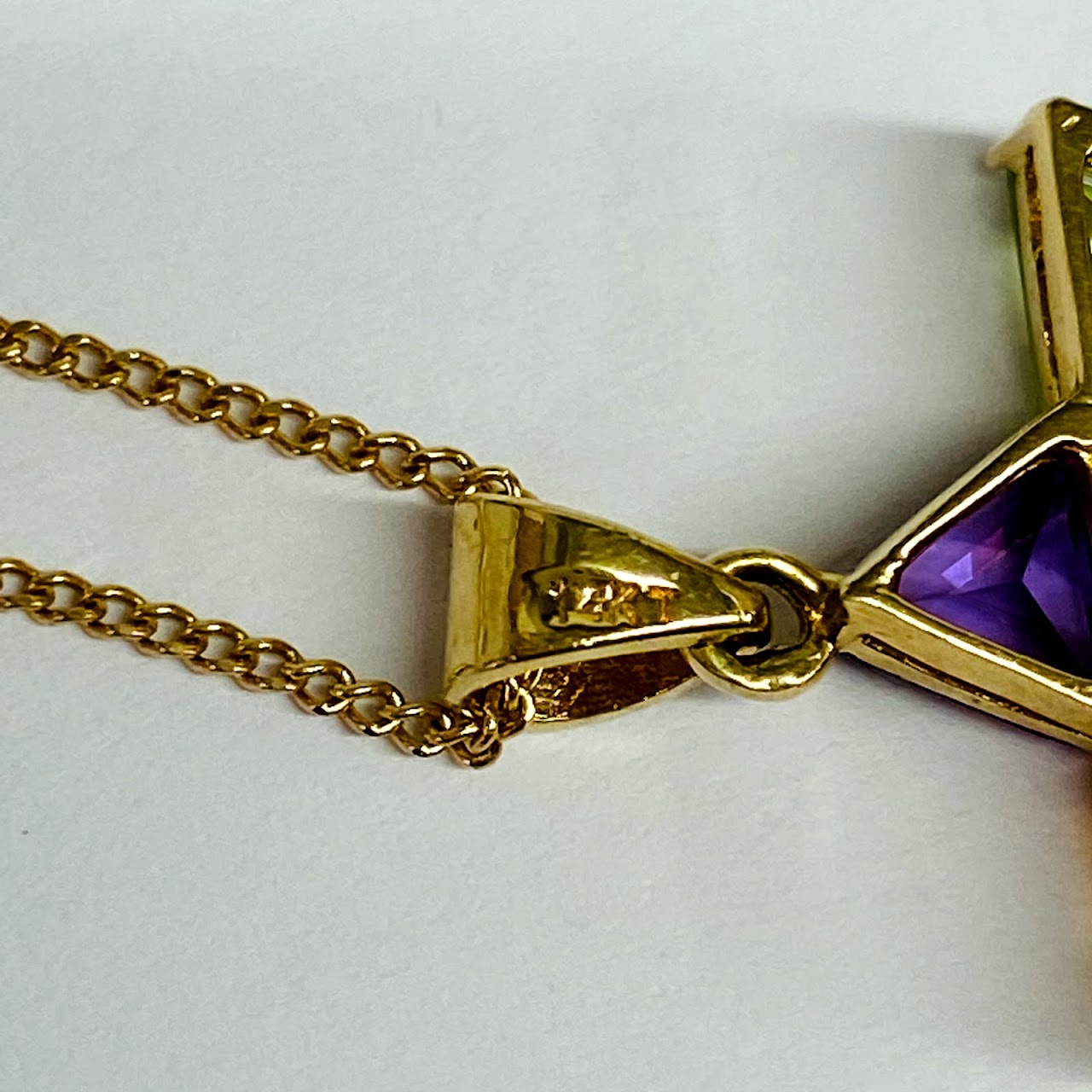 14K Gold, Amethyst, Peridot, and Citrine Star of David Necklace