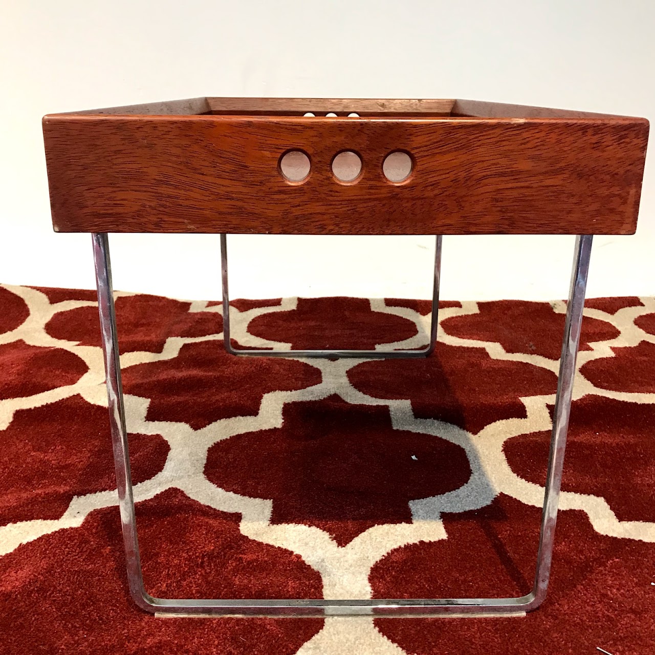 Mahogany and Chrome Tray Table