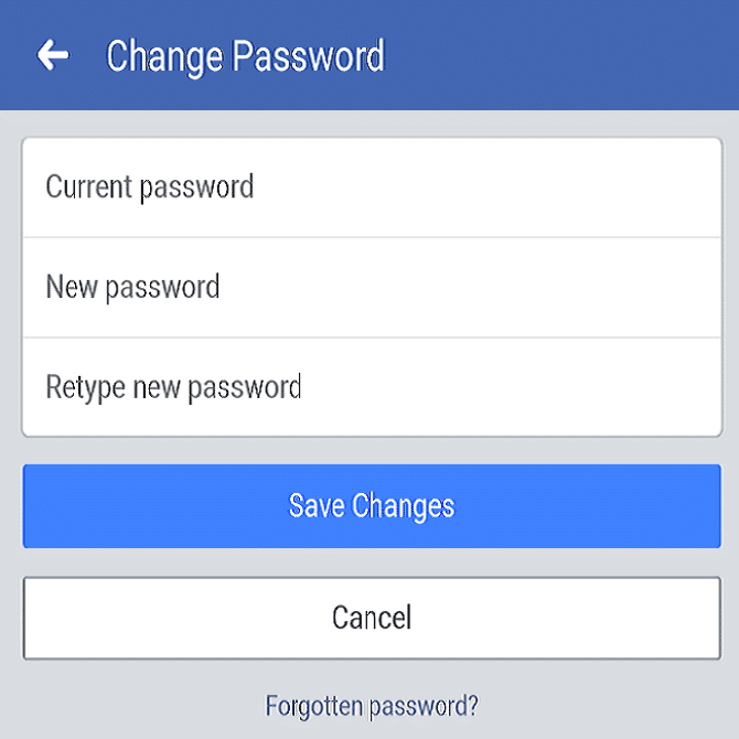 Cambiar la contraseña de Facebook para arreglar No se puede compartir de Instagram a Facebook