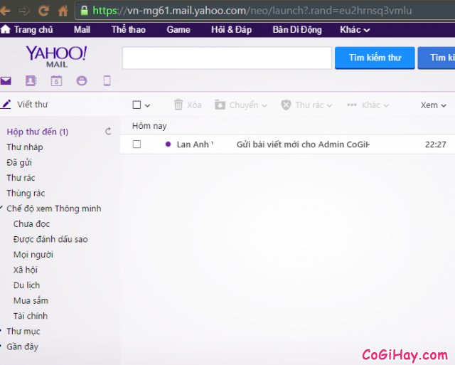 đăng nhập yahoo mail thành công