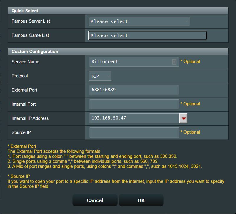 Configura il port forwarding per BitTorrent