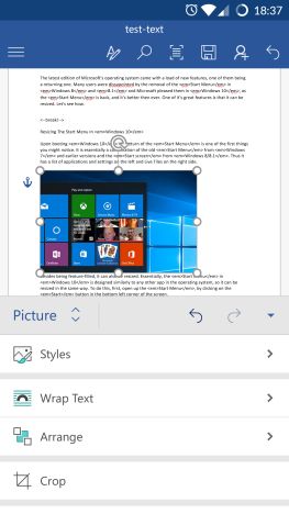 Microsoft Word, Android, редактировать, добавлять, изображения, фигуры