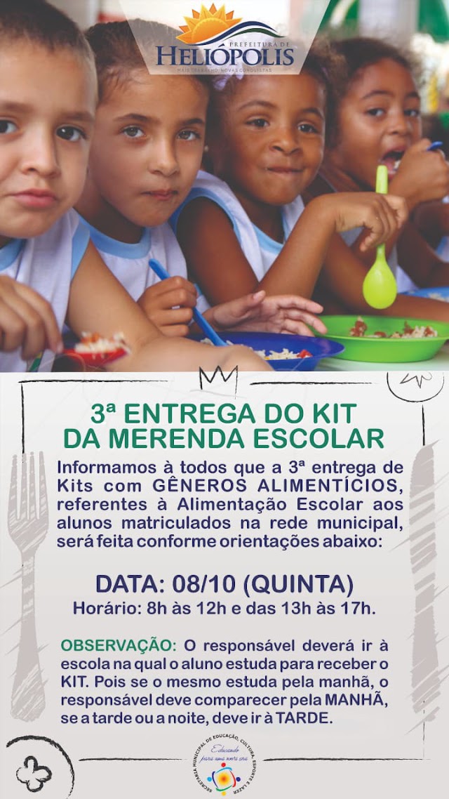 Terceira entrega do kit da merenda escolar de Heliópolis