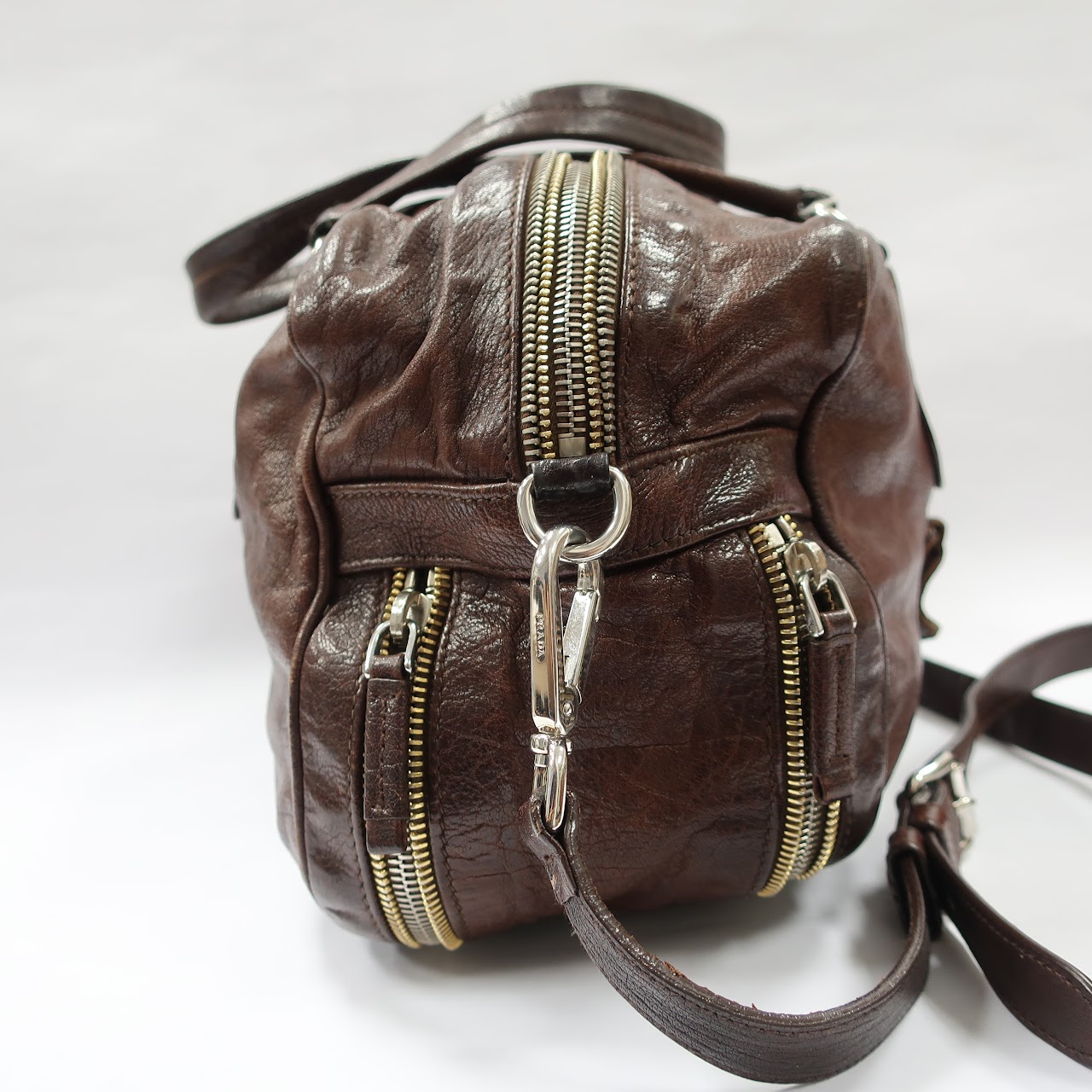 Prada Brown Leather Crossbody Satchel