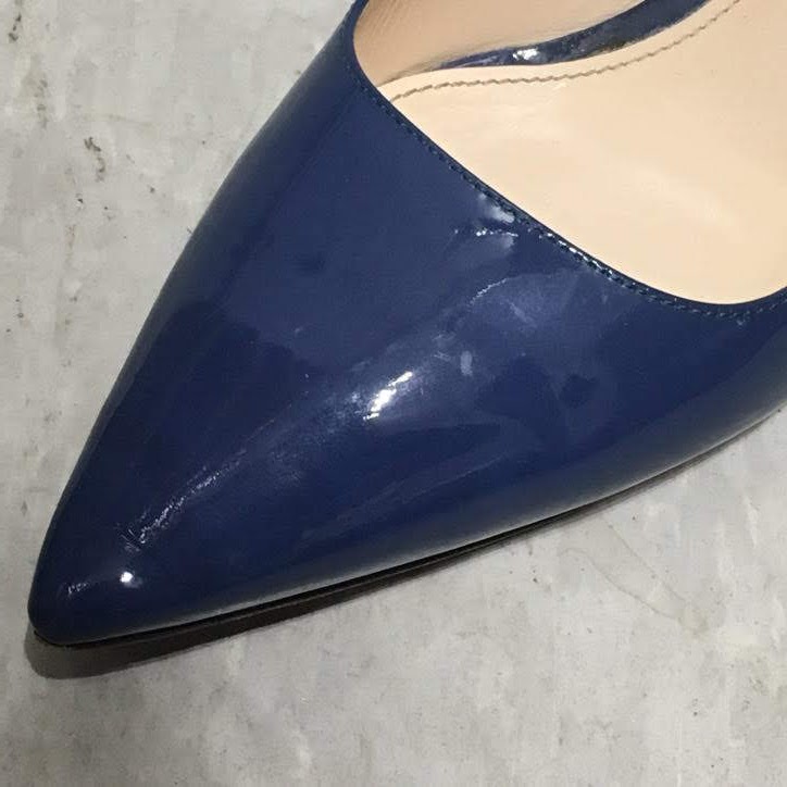 Prada Blue Patent Leather Kitten Heels