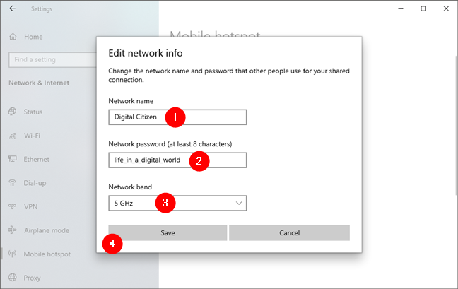 De instellingen van de persoonlijke Windows 10 hotspot