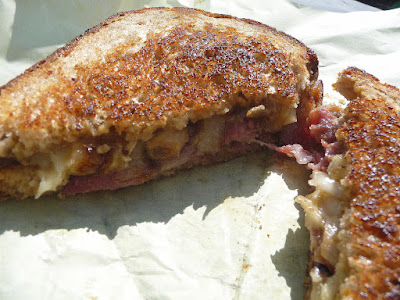 PBJs Grilled, food cart, peanut butter and jelly sandwich, pbj, Spencer sandwich, Campagnola bread, Walnut butter, Caramelized onion, Capicola, Brie, Pear Jam