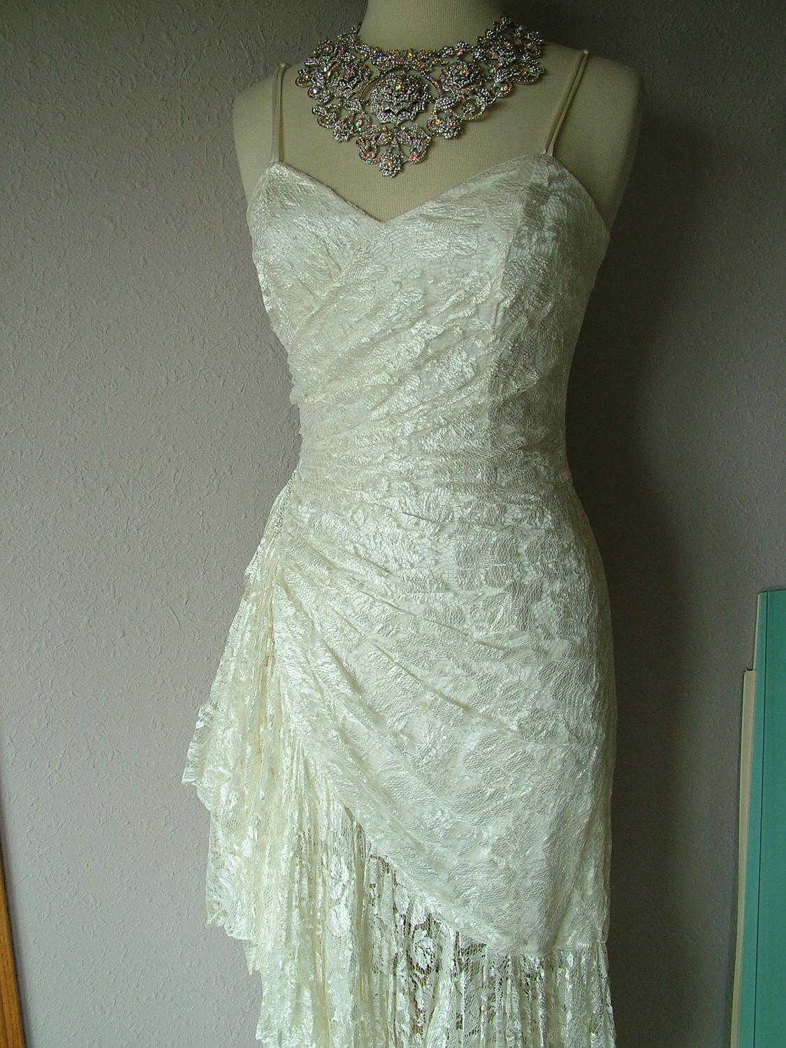 1970s Disco Lace wedding gown