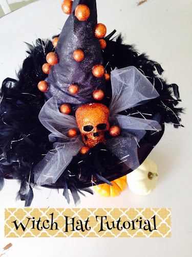 Witch hat makeover tutorial, witch hat diy, Halloween craft