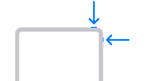 FaceIDを備えたiPadのトップボタンと音量アップボタン