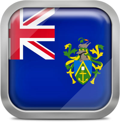 Pitcairn Islands square flag with metallic frame
