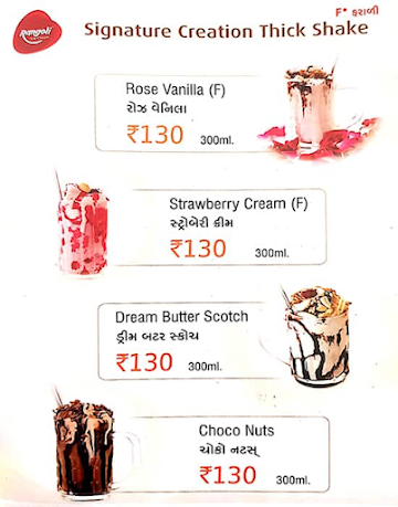 Rangoli Icecream menu 