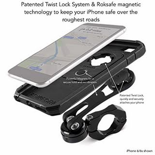 Rokform iPhone 4/4s Motorcycle Phone Mount for Harley, Indian, Victory & more, Safely lock your phone in place with our secure handlebar phone mount with our quad tab and magnetic mount system - Motorycle Phone Holder Kit and iPhone 4/4s Case