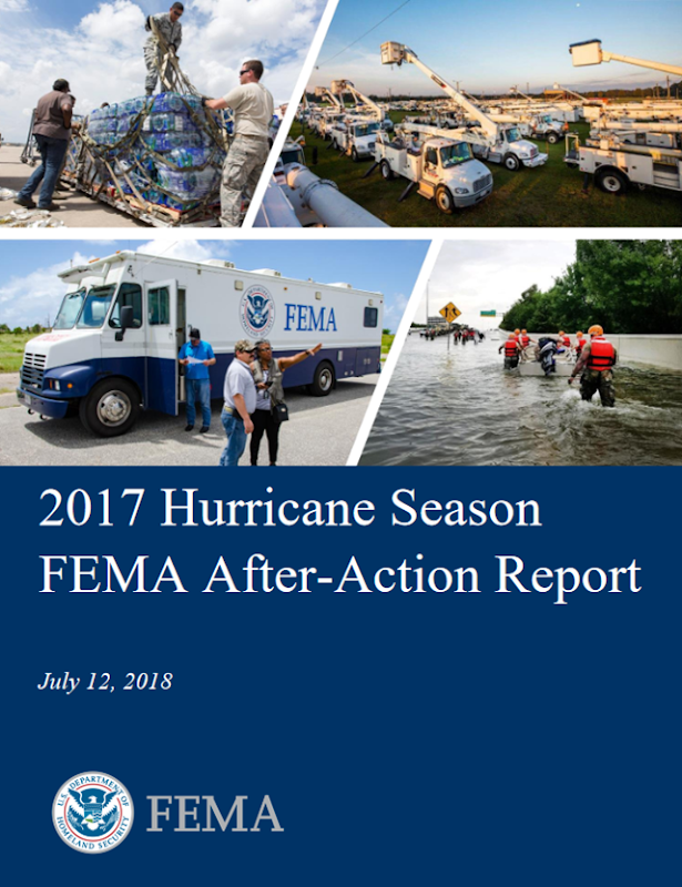 Cover of the FEMA report, '2017 Hurricane Season FEMA After-Action Report'. Graphic: FEMA